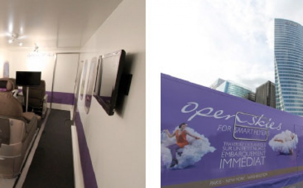 Openskies : un bus pour promouvoir son concept 100% classe affaires