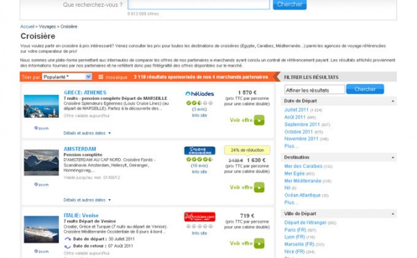 Offre voyages : partenariat LastMinute, PromoCroisière, CampingPromo et Kelkoo