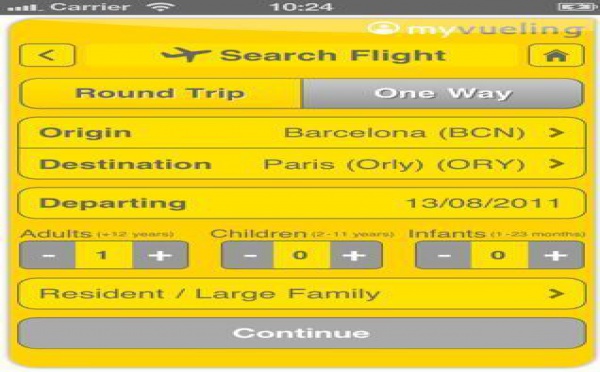 Vueling lance son application iPhone