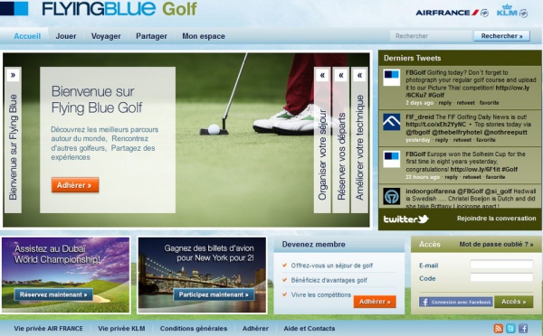 Air France-KLM lance un site Flying Blue Golf