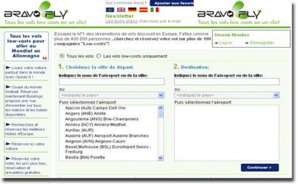Moteur Low Cost : BravoFly.fr débarque en France