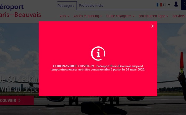 L'aéroport de Beauvais ferme ses portes dès le 26 mars 2020