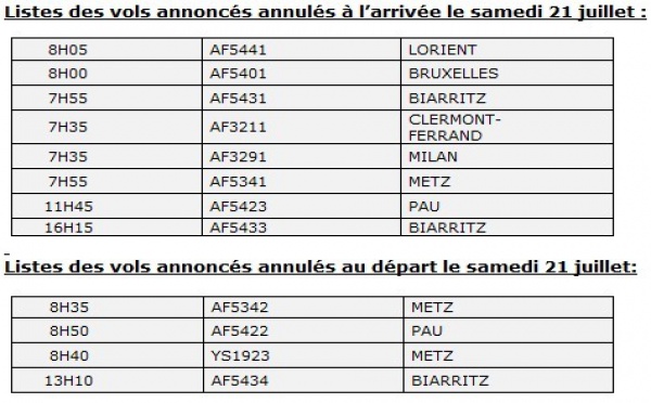 Grève Regional : 6% de vols annulés à Lyon vendredi 20 juillet 2012