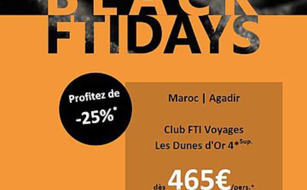 Black Friday : FTI Voyages lance des réductions jusqu'à - 55%