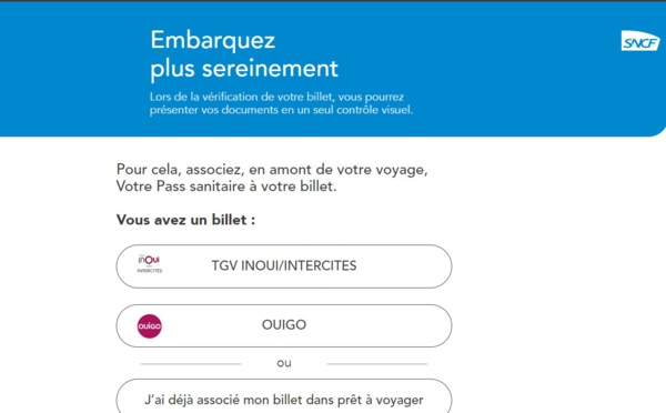 SNCF : la plateforme "Prêt à voyager" relie billet de train et passe sanitaire