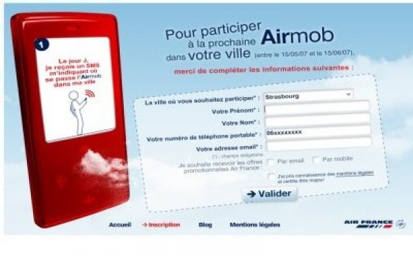 Airmob : Air France lance un jeu concours qui combine SMS et Internet