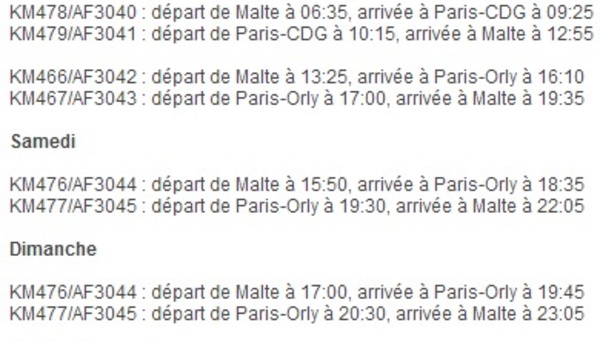 Air France : 18 vols par semaine vers Malte à compter du 30 mars 2014