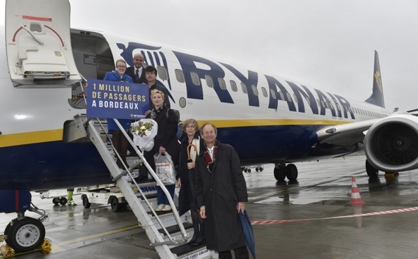 Ryanair passe la barre du million de passagers à Bordeaux Mérignac