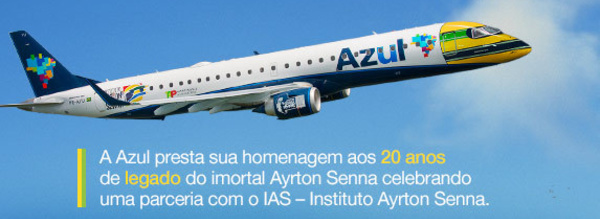 Brésil : Azul décore un avion aux couleurs du casque d'Ayrton Senna