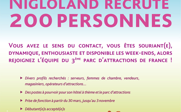 Nigloland : 200 postes à pourvoir pour la saison 2014