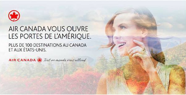Air Canada : campagne de publicité Web, papier et affichage pour la rentrée 2014