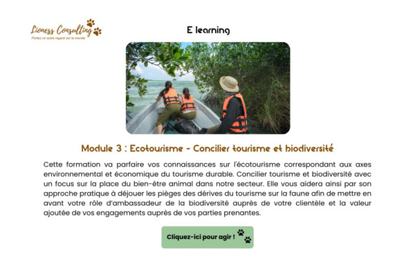 E-Learning : l’écotourisme et la faune sauvage à portée de clic