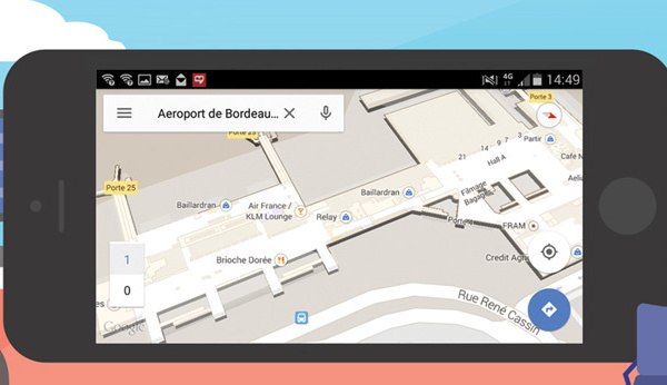 Les plans intérieurs de l’Aéroport de Bordeaux disponibles sur Google Maps