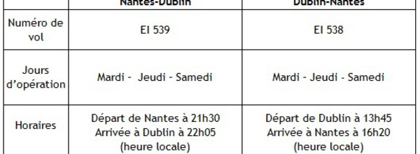 Aer Lingus volera entre Nantes et Dublin du 2 mai au 9 septembre 2015