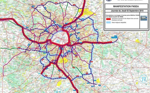 Manisfestations à Paris : les agriculteurs bloquent la circulation dans et autour de la capitale