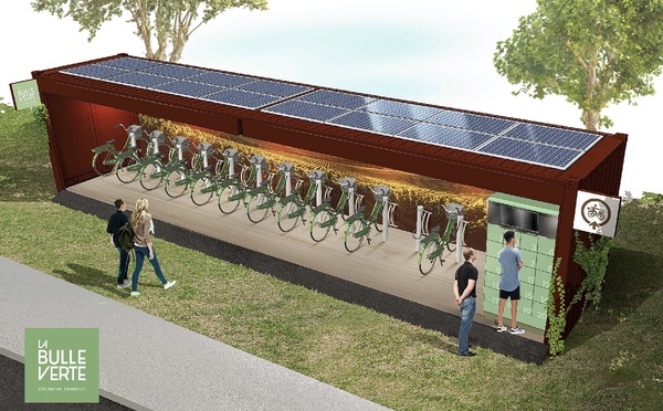 Illustration de la station de vélos à assitance électrique en Gironde, à Cérons - Image La Bulle Verte
