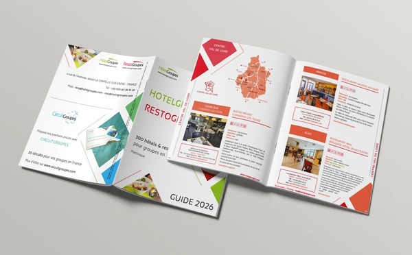 Chaque année,  7 000 exemplaires du guide annuel référent tous les adhérents à HotelGroupes et RestoGroupes sont édités.@Hotelgroupes Restogroupes (Quartet Conseil)