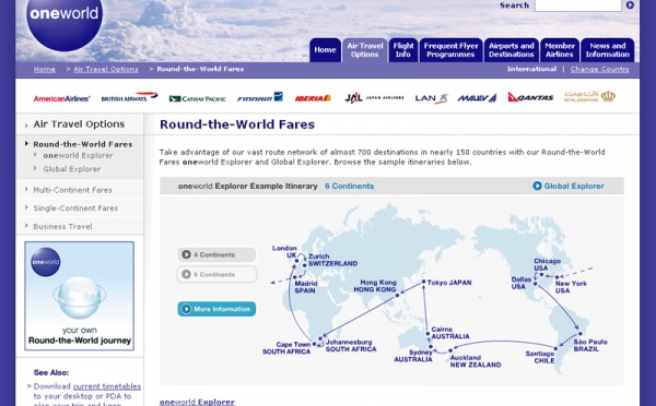 oneworld va lancer la résa en ligne de ses Tours du Monde