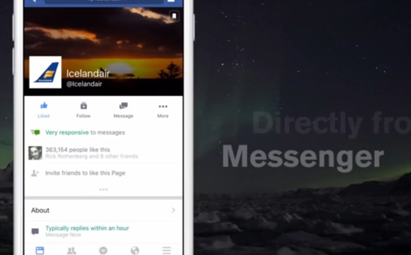 Icelandair propose la résa billetterie sur Messenger de Facebook