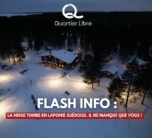 La neige tombe en Laponie suédoise, il ne manque que vous